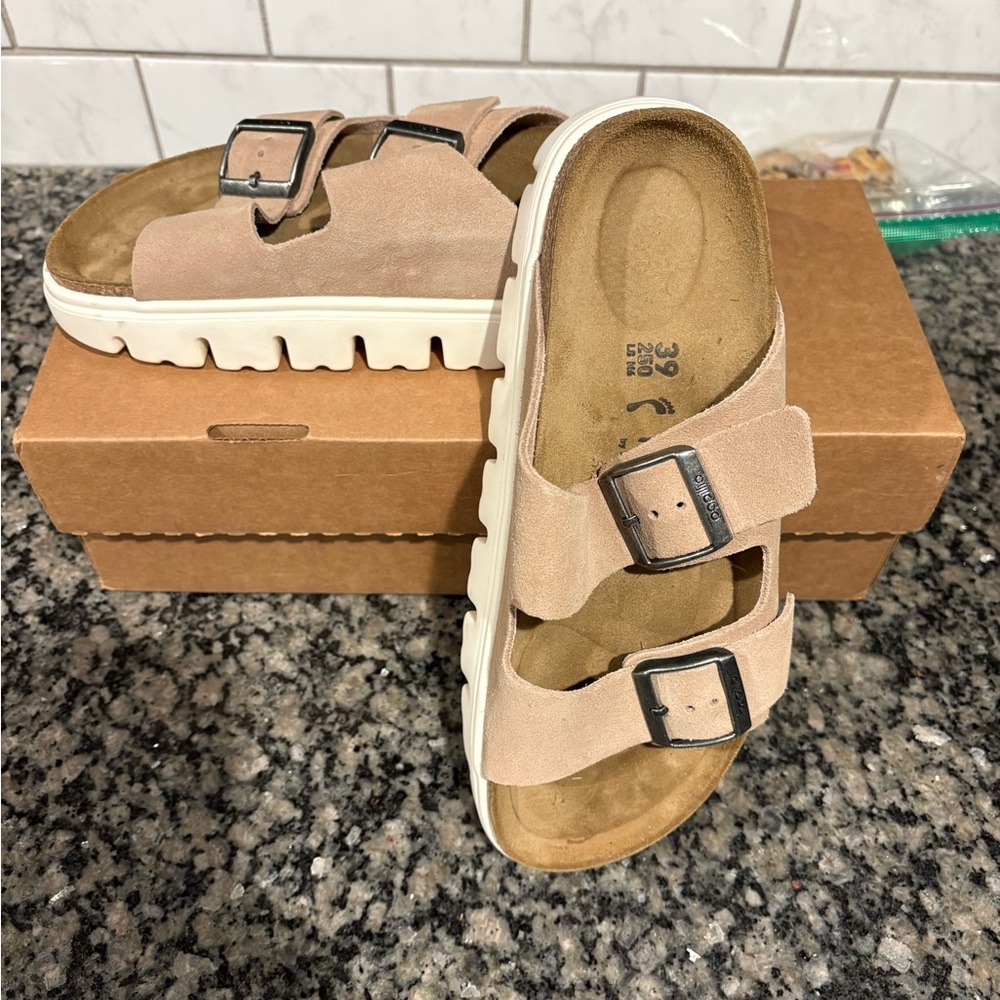 Papillio Women's Sandals in Beige with White Sole